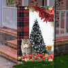 Exotic Shorthair Cat Flag Sitting In Front Of The Christmas Tree