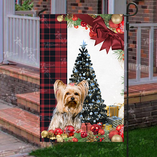 Yorkshire Flag Sitting In Front Of The Christmas Tree