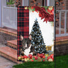 English Bull Terrier Flag Sitting In Front Of The Christmas Tree