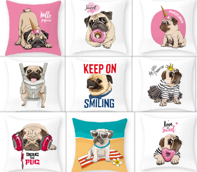 Pug Cushion Cover